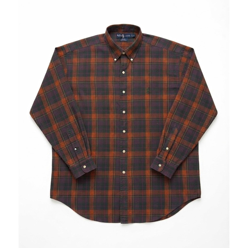 Ralph Lauren Blake Mens L Long Sleeve Plaid Button Down Shirt Cotton Woven